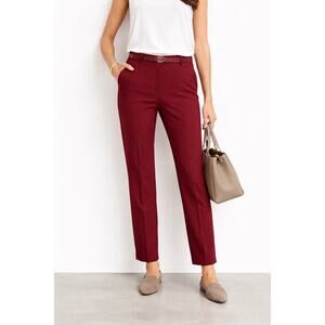 Banana Republic Avery Brick Burgundy Mid-rise Slim Straight Leg Pants Size 14